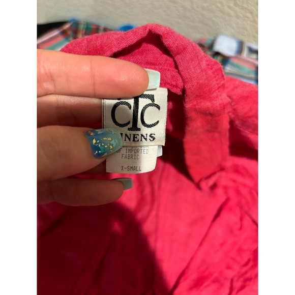 CTC linens Shirt Womens XS Heather Pink 100% Linen Classic High Low Button-Up - Picture 3 of 7